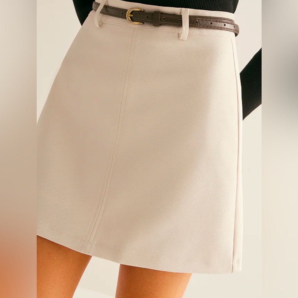 Winter White Skirt with Belt
